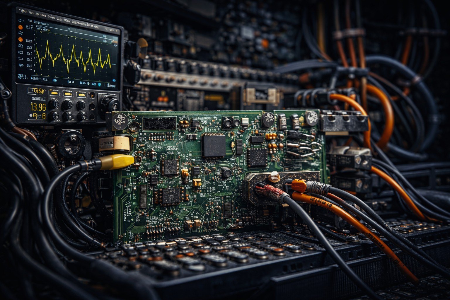 Jacquard control PCB inspection bench